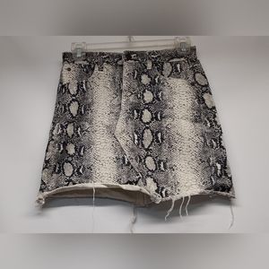 Snake Skin Printed Mini Denim Skirt
